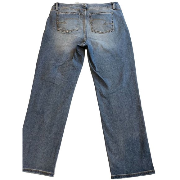 Time and Tru Womens Jeans Straight Leg TT3015642 Stretch Mid Rise Blue Size 14 - Picture 2 of 9